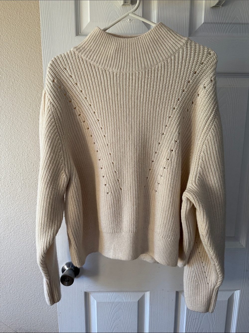 H&M Cream Turtleneck Ribbed Sweater